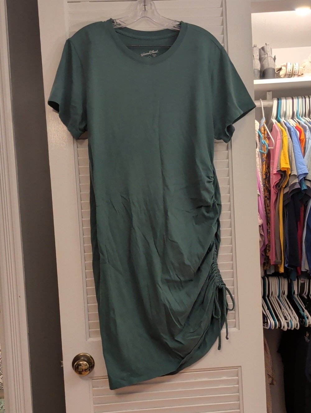 Universal Thread Teal Green Ruched Side Midi T-Shirt Dress